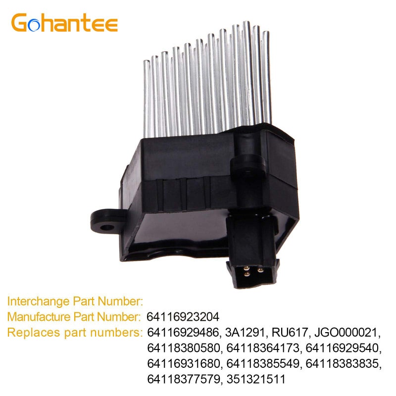 gohantee مقاوم موتور مروحة سخان gohantee 64116923204 بديل لبي إم دبليو E46 E39 X5 X3 323Ci 323i 325Ci 325i 530i 1997-2006 استبدال# 64116929540 64116929486 مقاوم المرحلة النهائية - Image 2